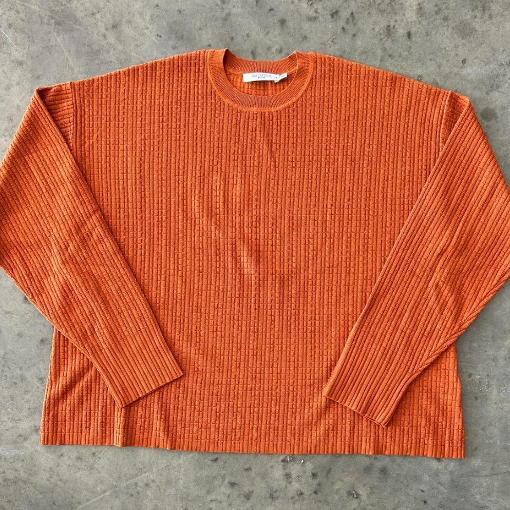Mm Lafleur Cable Knit Cotton Sweater W/ Inner Tank Top Set Orange Medium